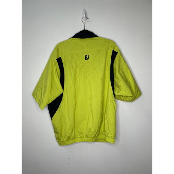 FootJoy Dryjoys Men's Size L Short Sleeve Golf Windbreaker Weather Jacket Yellow - Picture 2 of 5